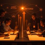 Fundadores latinos colaborando en mentoría y misión para ganar Startup Battlefield 2025 en ecosistema startup.