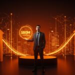 Fundador de startup con símbolo de inversión de 80 millones de dólares, representando el funding en ciberseguridad y el ecosistema tecnológico LATAM.