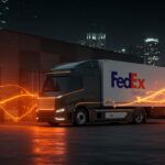 Camión eléctrico de FedEx impulsado por inversión de Harbinger para logística sostenible y movilidad eléctrica.