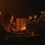 Desarrollador usando SDK para autocompletar prompts de IA, optimizando productividad en aplicaciones tecnológicas.