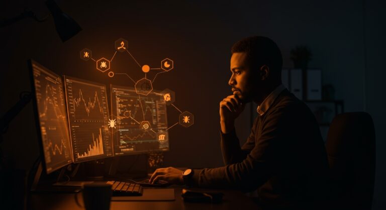 Hillel Wayne analizando críticamente la investigación empírica en ingeniería de software con metáforas visuales de defectos de software y mejores prácticas.