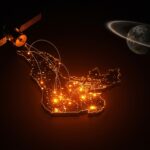 Satélite con IA aplicada detectando depósitos de litio en Quebec, ilustrando innovación tecnológica en exploración minera y sostenibilidad.