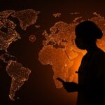 Impacto del cierre de USAID en salud global con simbolismo de cooperación internacional y crisis humanitaria en políticas públicas.