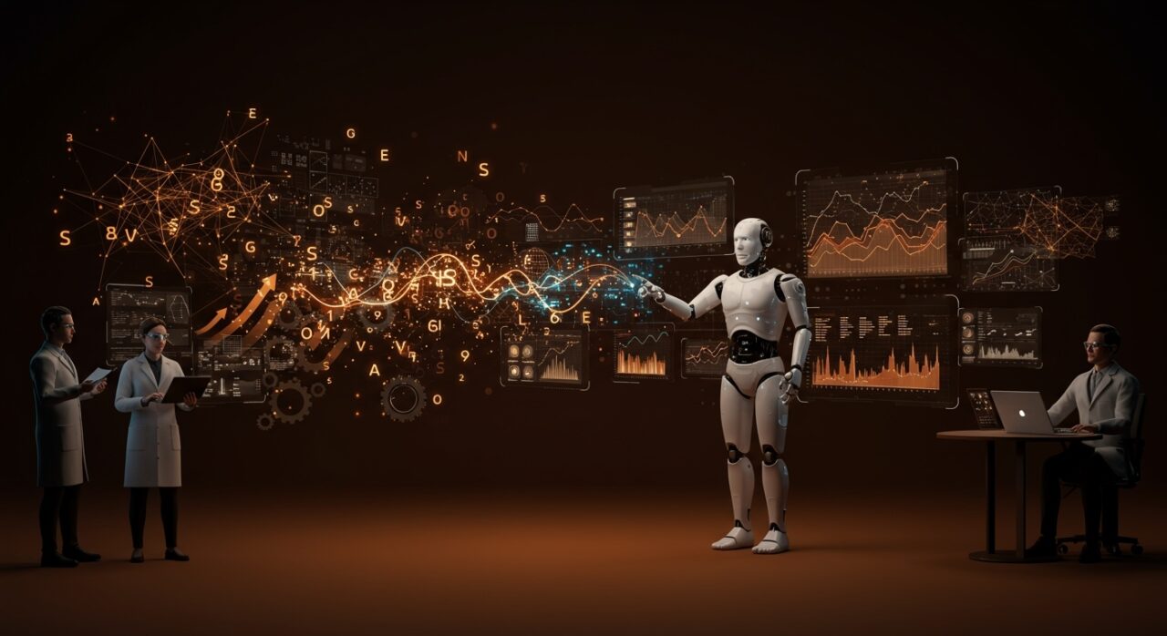 Robot avanzado con integración de grandes modelos de lenguaje en entorno de investigación en Andon Labs, destacando desafíos y avances en IA aplicada a la automatización robótica.