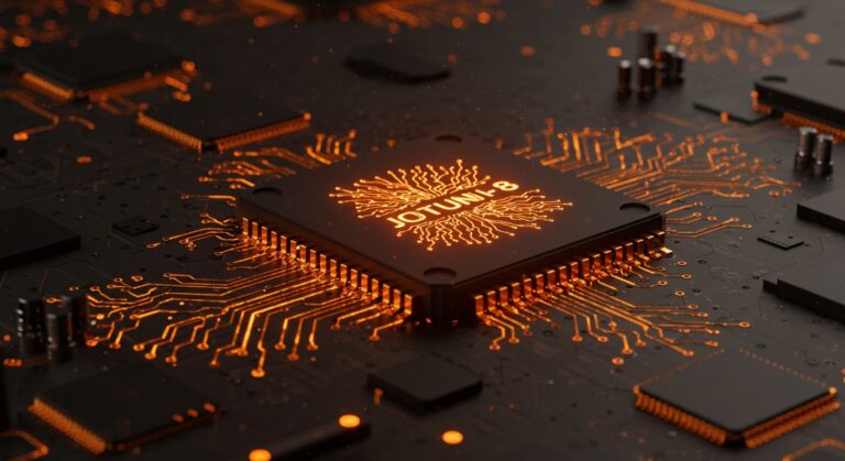 Chip IA Jotunn-8 de Vsora mostrando eficiencia energética y escalabilidad para inferencia de inteligencia artificial en startups tecnológicas.