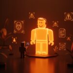 Ilustración conceptual sobre seguridad infantil y regulación en plataformas digitales basada en el caso Roblox.