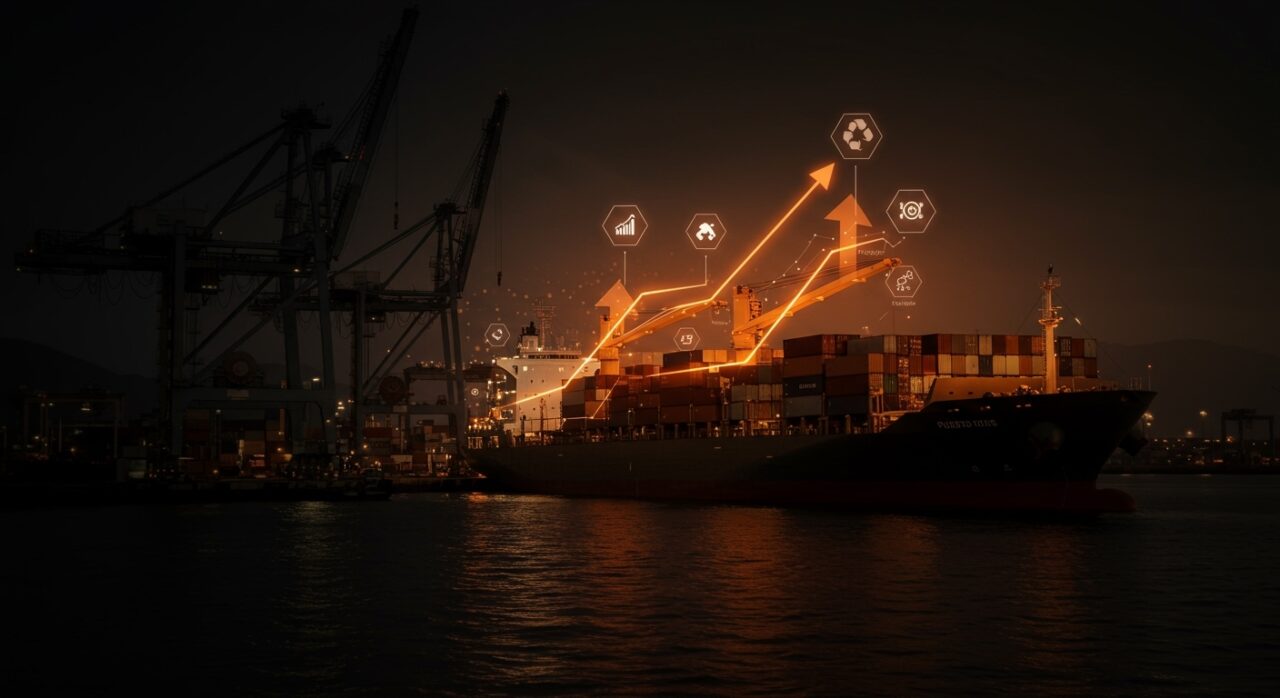 Puerto Coronel modernizado con transporte marítimo sostenible impulsado por la nueva Ley de Cabotaje Marítimo en Chile y oportunidades para startups tecnológicas.