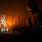 Periodismo reprimido por leyes anti-ciberdelito con metáforas digitales de censura y restricciones en Nigeria, Pakistán y Jordania.