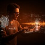 Visualización de limitaciones y oportunidades en text to speech open source para startups, con representaciones digitales de IA y automatización sonora.