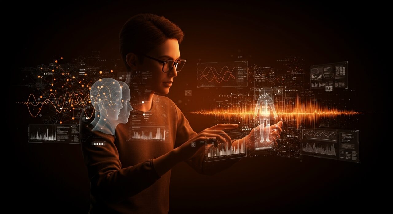 Visualización de limitaciones y oportunidades en text to speech open source para startups, con representaciones digitales de IA y automatización sonora.