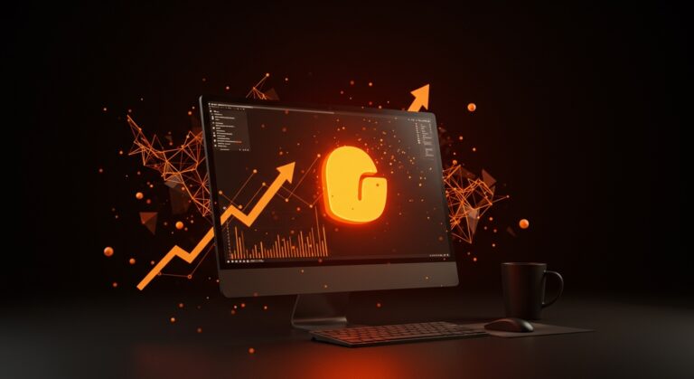 Computadora moderna con logo de Linux resaltado, simbolizando el crecimiento al 11% del mercado de escritorios y la soberanía digital en tecnología.