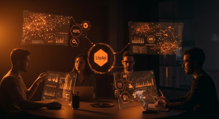 Colaboración de startups usando LiteAPI para IA aplicada con integración API y optimización de costos en tecnología.