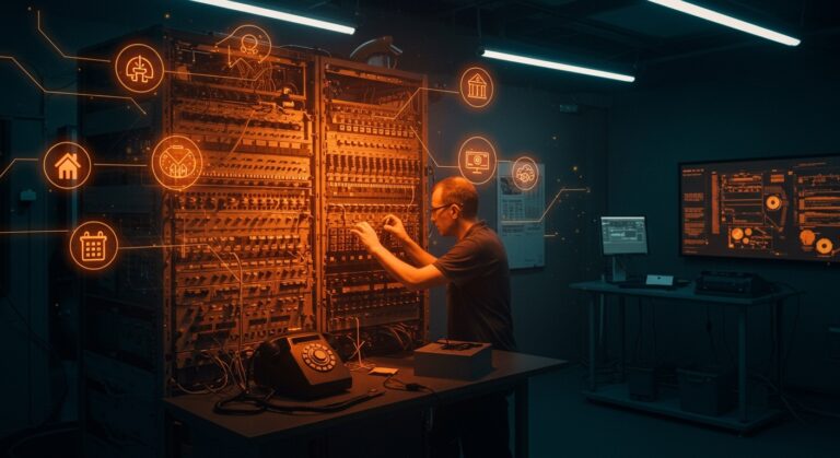 Rescate y preservación del sistema Lucent 5ESS en telecomunicaciones destacada en museo tecnológico.