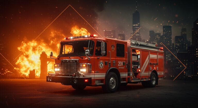 Mack Super Pumper 2,400 HP extinguiendo incendios en Nueva York con tecnología innovadora en la lucha contra incendios.
