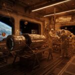 Manufactura espacial avanzada en orbitación, ilustrando innovación tecnológica y oportunidades para startups en el ecosistema space tech.