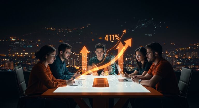 Colaboración de emprendedores en Medellín con representación digital del ecosistema startup y crecimiento en innovación tecnológica liderado por Ruta N.