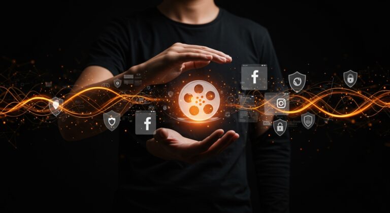 Herramienta de Meta protegiendo creadores de reels en Facebook e Instagram con derechos digitales seguros.