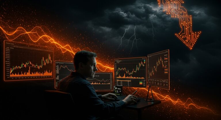 Michael Burry realizando una apuesta masiva contra Nvidia y Palantir, ilustrando la posible burbuja en el mercado de inteligencia artificial.