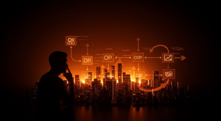 Founder de startup analizando la transición de arquitectura OOP a microservicios, ilustrando beneficios y retos en tecnología.