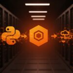 Migración de Python a Node.js para escalabilidad y eficiencia en backend SaaS resaltada con iconografía tecnológica y paleta Ecosistema Startup.