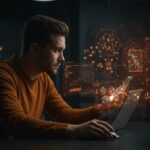 Founder de startup tecnológica analizando arquitecturas de microservicios y monolitos modulares para escalabilidad en software.