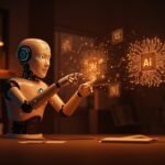 Modelo pequeño de inteligencia artificial realizando razonamiento complejo en entorno tecnológico innovador con elementos de machine learning y automatización.