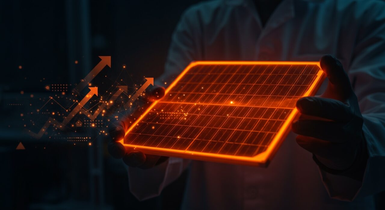 Nueva célula solar de silicio con tecnología HIBC mostrando récord de eficiencia en energía solar e innovación tecnológica.