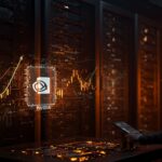 Centro de datos futurista con símbolo Nvidia y redes neuronales que representan crecimiento en IA y mercado tecnológico.