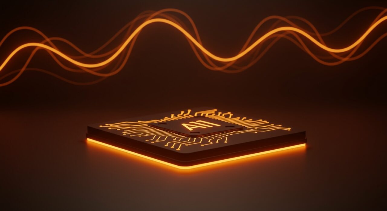 Dispositivo de IA minimalista de OpenAI representando tecnología tranquila y computación sin distracciones.