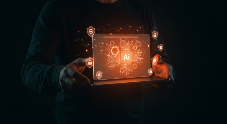 Navegador web Orion 1.0 con enfoque en privacidad y AI, ilustrado en un entorno tecnológico moderno para startups y fundadores tech.