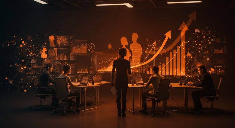 Perfil del emprendedor de startups en España mostrando formación, motivaciones y brecha de género en un entorno de colaboración innovador.