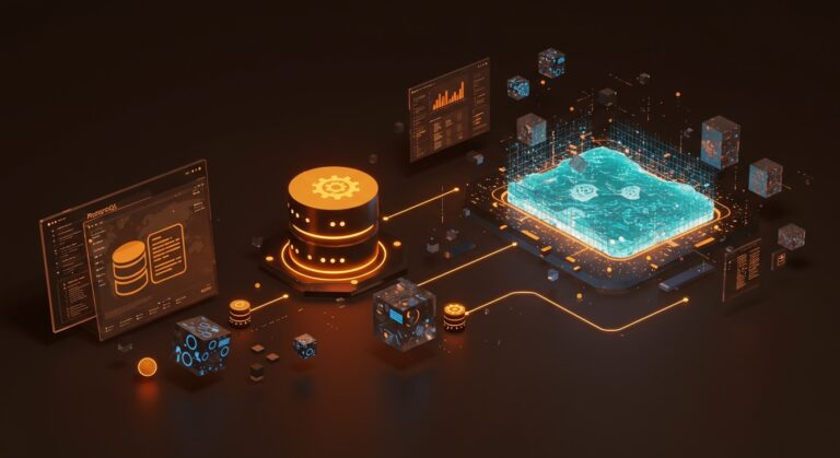 Visualización digital de integración de PostgreSQL con tablas Iceberg y acceso a data lakes en arquitectura abierta para startups tecnológicas.