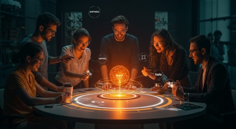 Emprendedores colaborando en innovación y economía circular impulsados por Premio Emprende y BancoEstado en EtMday 2025.