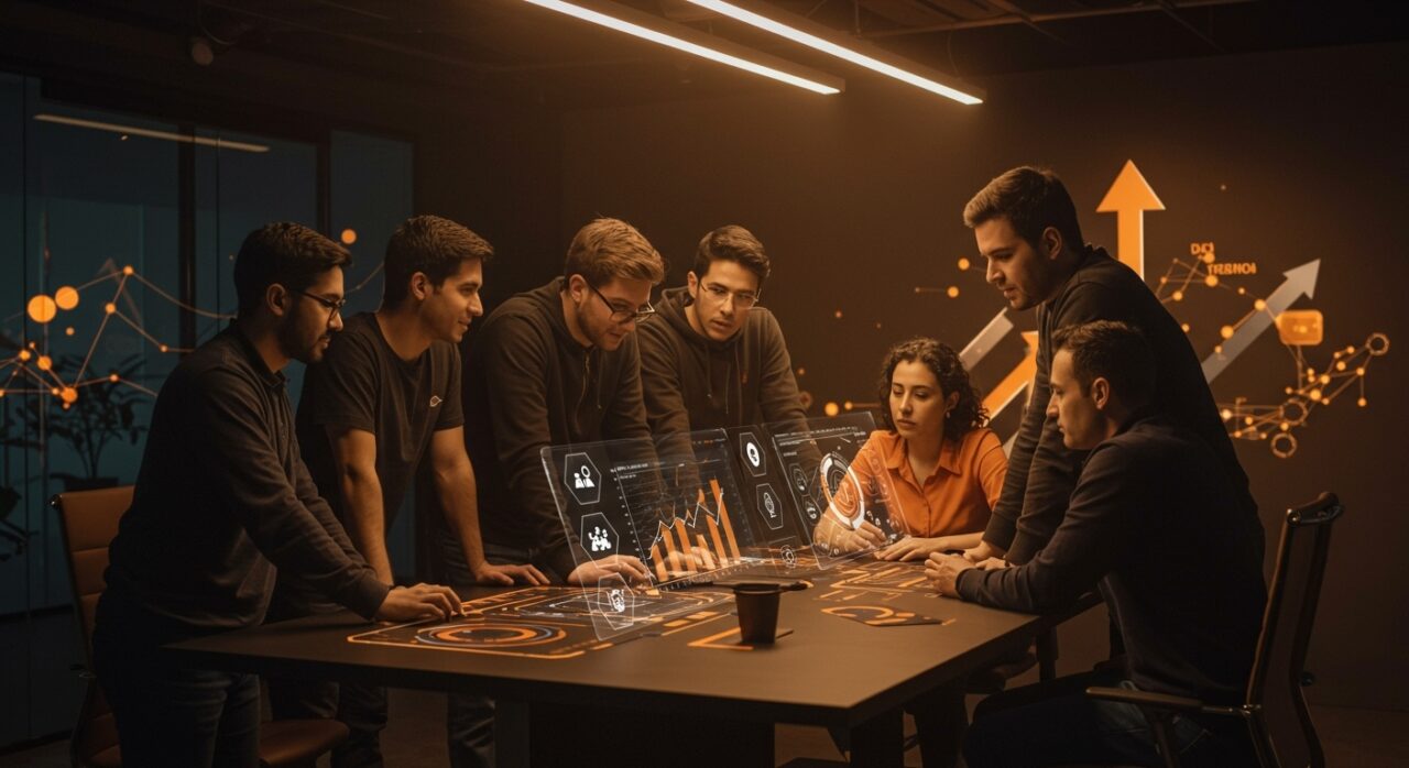 Líderes de startups colombianas colaborando en innovación y transformación digital en Premios Portafolio 2025.