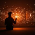 Vigilancia policial accediendo a datos digitales en línea con énfasis en privacidad digital y protección de datos para startups.