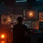 Protei hackeada y alerta de ciberseguridad para startups tech con representación visual de tecnología de vigilancia y protección de datos.