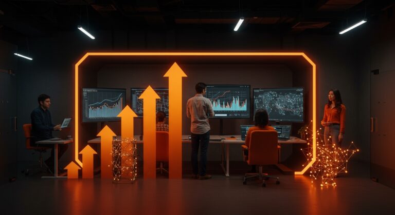 Emprendedores colaborando en incubadora de startups sostenible impulsada por PUCP con enfoque en innovación y desarrollo local.