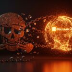 Representación visual del declive de la piratería digital y la emergencia de gigantes de inteligencia artificial en el ámbito de derechos de autor.