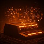 Red neuronal histórica Xortran en FORTRAN con metáforas visuales de retrocomputación y backpropagation en PDP-11, destacando IA aplicada en startups LATAM.