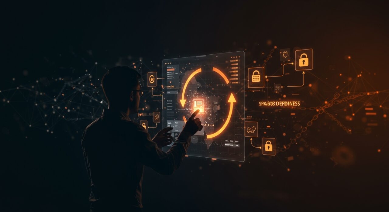 Página de estado de servicio digital con actualización retrasada, destacando seguridad, transparencia y automatización en SaaS.