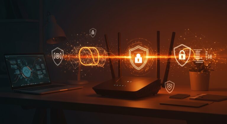 Router VPN doméstico avanzado con OpenWrt y WireGuard mostrando protección total y automatización de red para privacidad y seguridad de dispositivos.