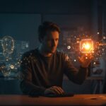 Founder tecnológico automatizando tareas con agentes IA open-source usando Rowboat en ambiente startup moderno.