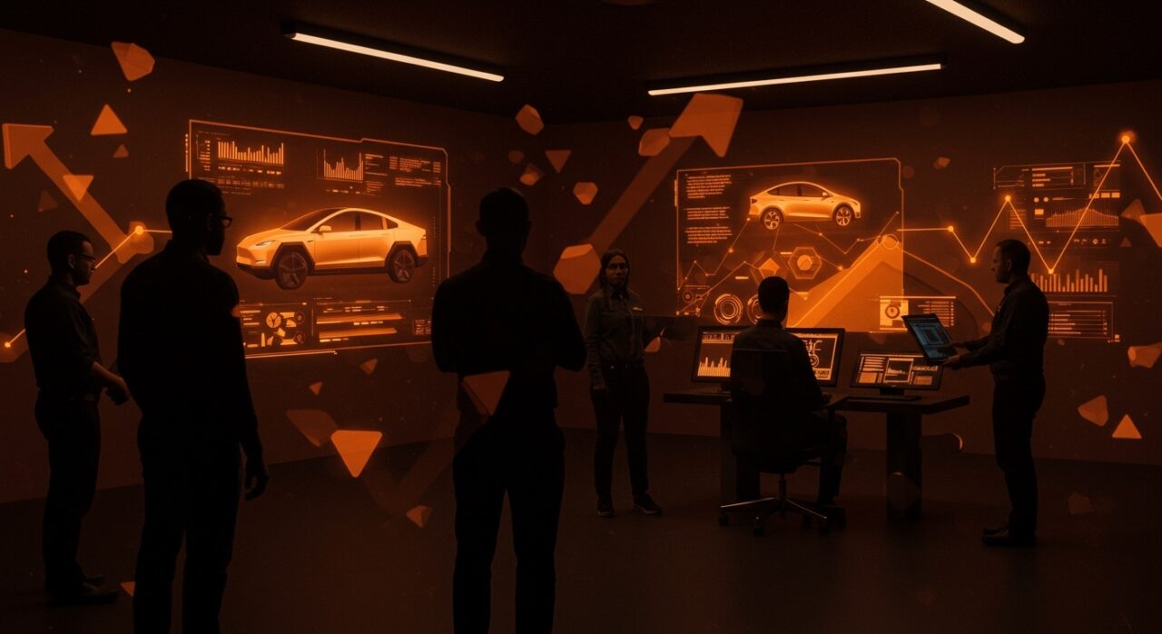 Líderes tecnológicos y gestión de innovación en Tesla con Cybertruck y Model Y en contexto de movilidad eléctrica.
