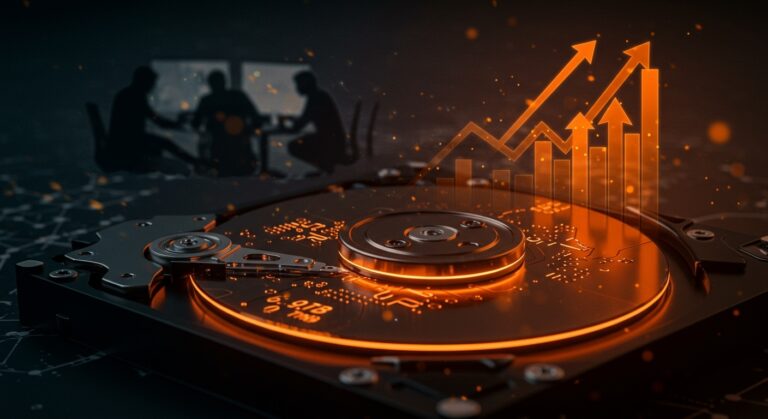 Disco duro Seagate con innovación tecnológica logrando 6.9TB por plato, simbolizando tendencias en hardware de almacenamiento para startups.