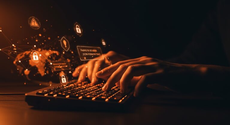 Protección de seguridad digital contra exposición de contraseñas en sitios JSON con gestión de riesgos cibernéticos.