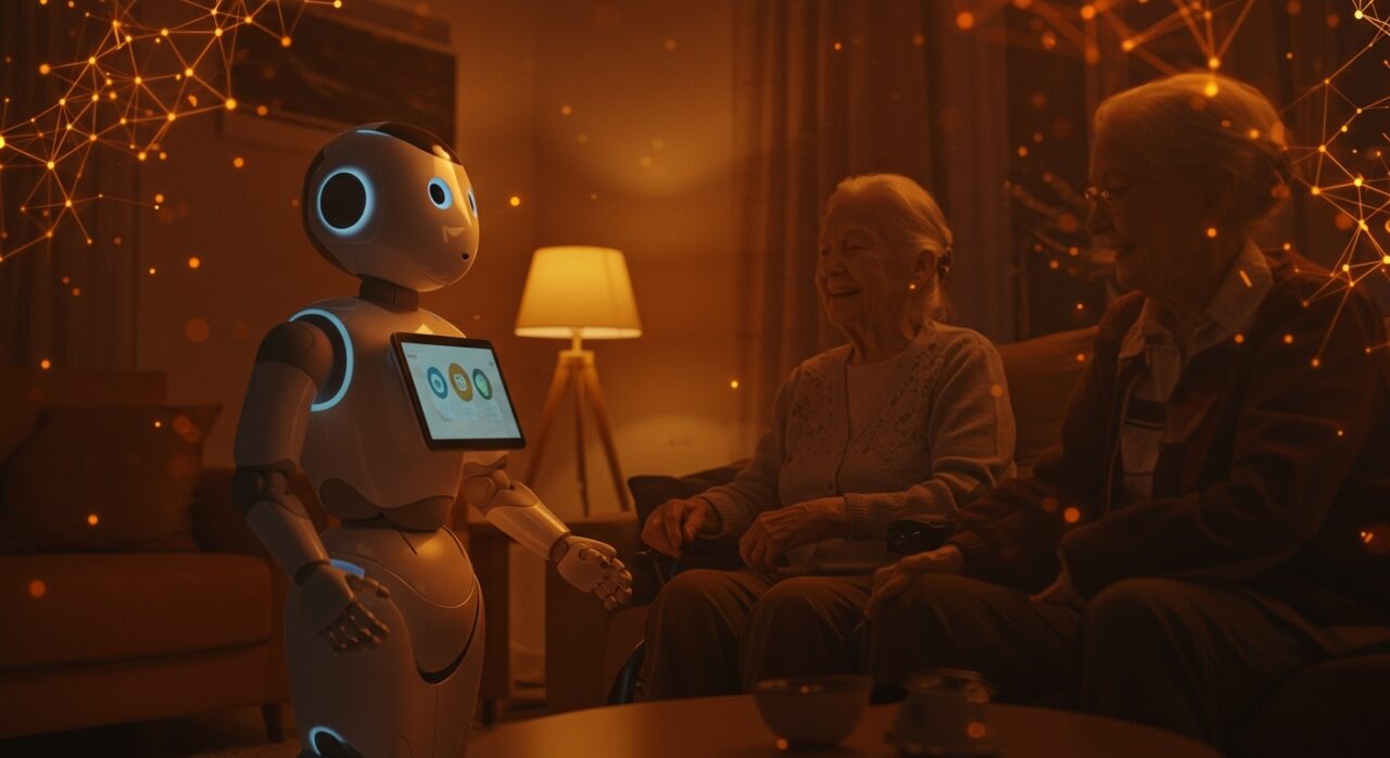 Robot social chileno interactuando con adulto mayor, promoviendo bienestar emocional e inclusión tecnológica.