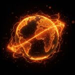 Simulación planetaria avanzada en GPU usando compute shaders y optimización, representada por un planeta digital luminoso con fluidos y mallas en paleta naranja y negro.