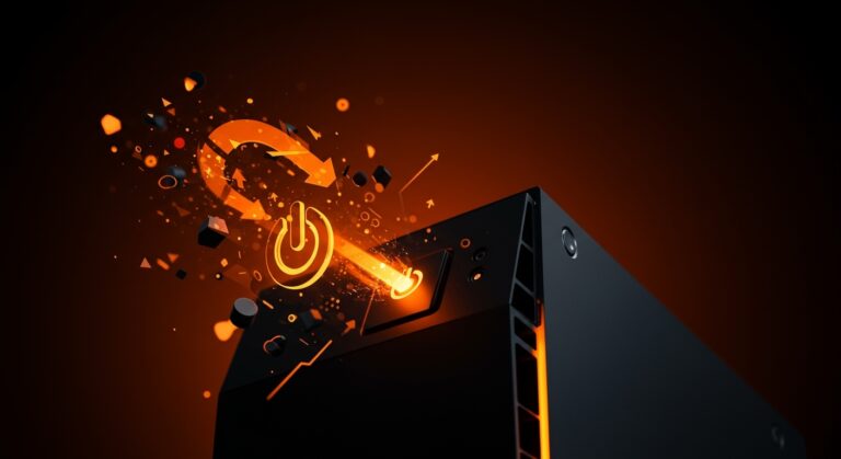 Solución del bug de 'Actualizar y Apagar' en Windows 11 con la patch 25H2 destacada en imagen editorial moderna.