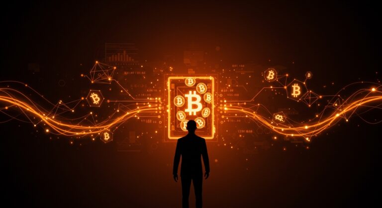 Innovación en tesorería de Bitcoin liderada por la startup suiza Future con $34.5M en funding, representada por un emprendedor digital y símbolos de criptomonedas.