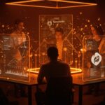 Startups ganadoras de la Aceleradora 100+ Labs colaborando en un espacio tecnológico moderno, representando innovación, funding y ecosistema startup LATAM.